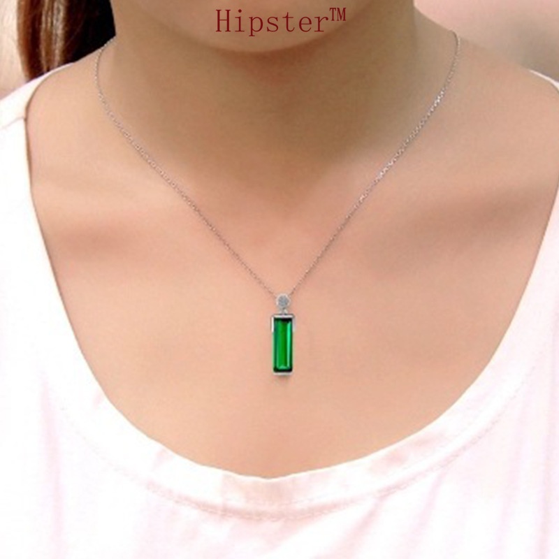 Hot Sale Classic Fashion Luxury Square Emerald Pendant Necklace