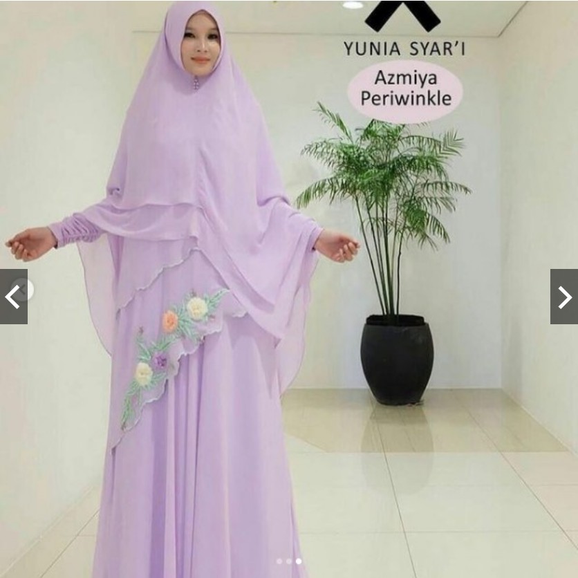 Yunia Syari Azmiya Warna Ungu Gamis Syari Baju Muslim Wanita