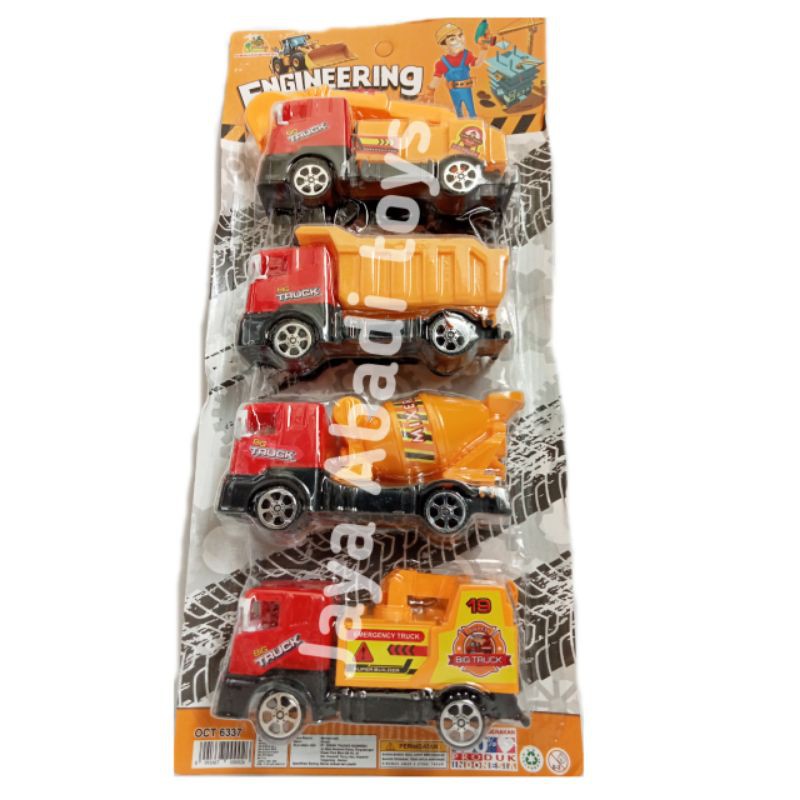 Mainan anak laki laki diecast truck konstruksi 4pc