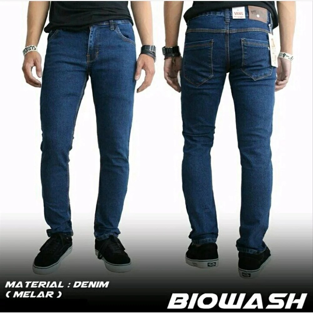 Plain hitam pekat long pants jeans celana panjang stretch ngaret karet bagus mantap melar murah gaya