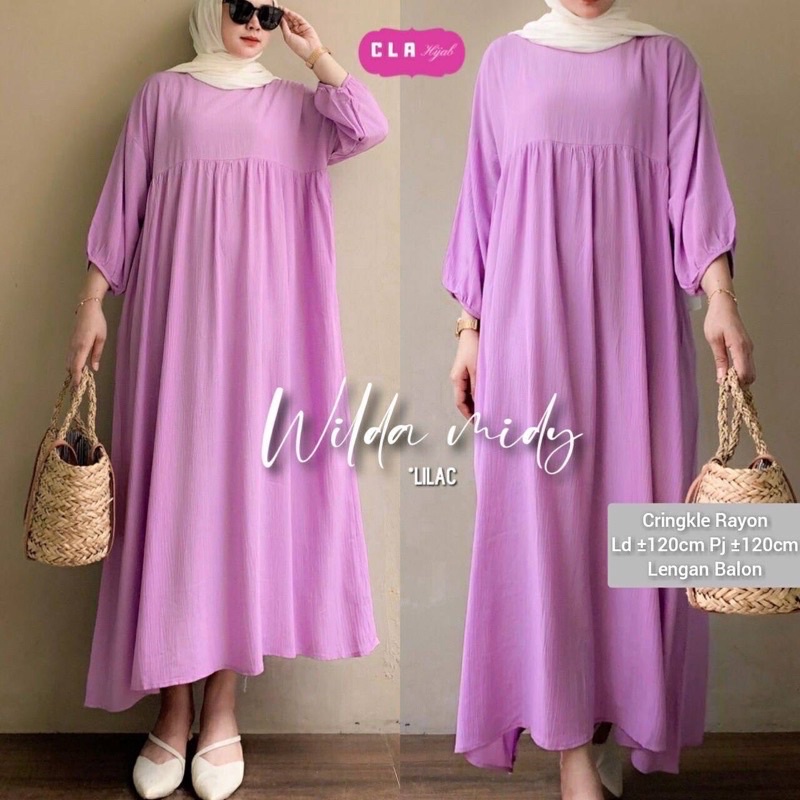 Wilda Midi Dress Rayon Crinkle Premium