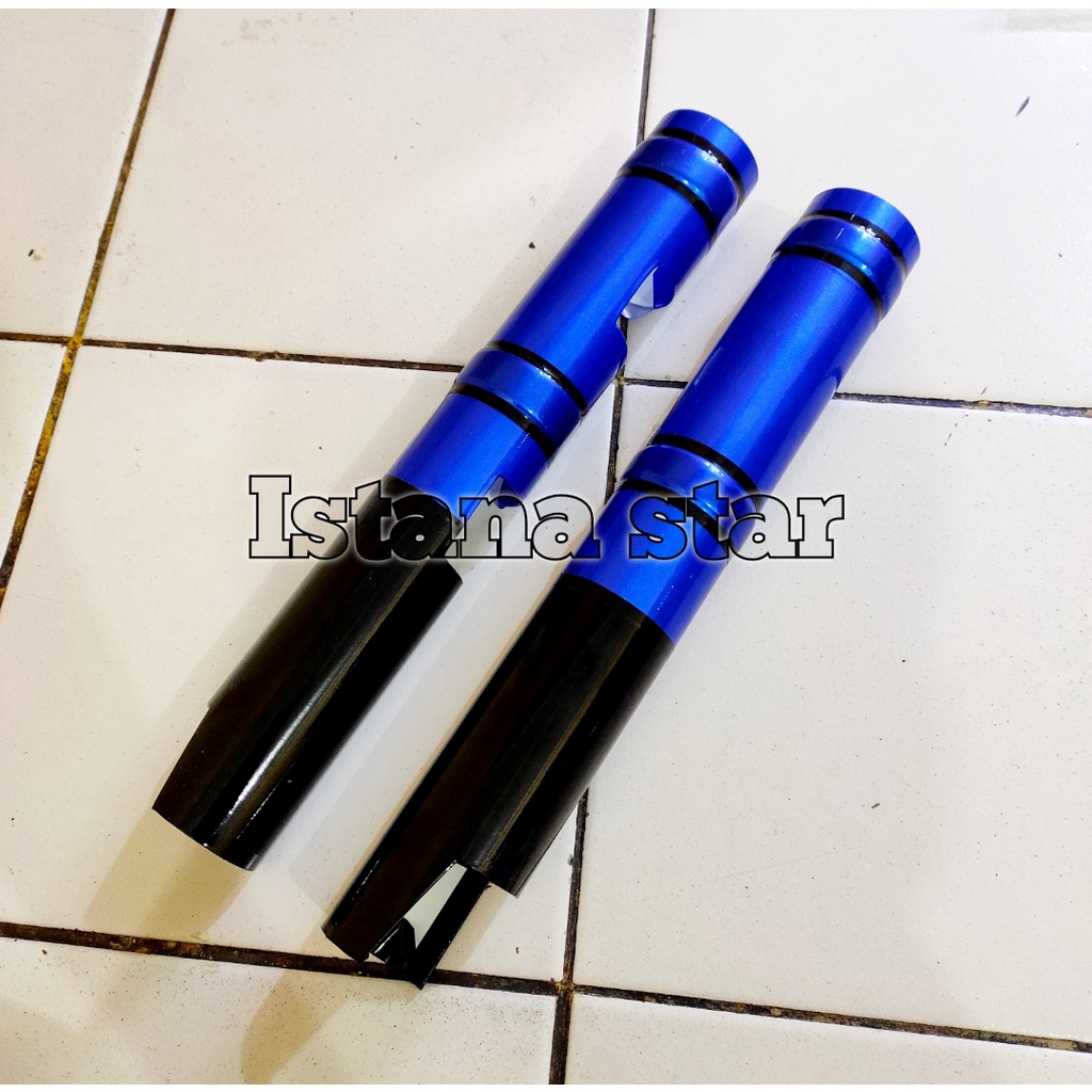 Cover shock depan NMAX Pluss 2 tutup minyak kaca kiri+kanan plus grip ring CNC BIRU