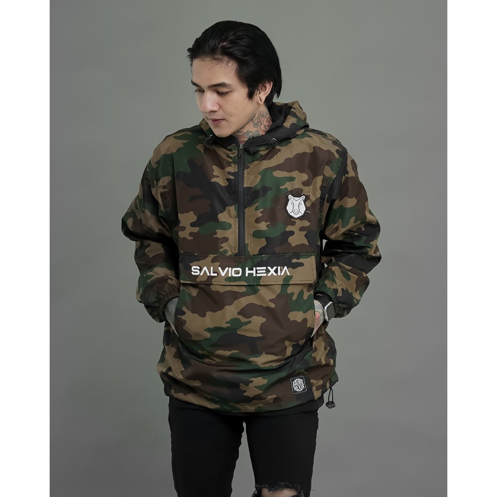 JAKET CAGOULE LORENG HIJAU SALVIO HEXIA - JAKET PRIA PARASUT- JAKET PRIA - JAKET PARASUT - JAKET
