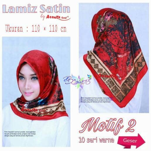 Jilbab Segiempat Satin Lamiz By Azzura Motif 2 - Hijab Kerudung Murah