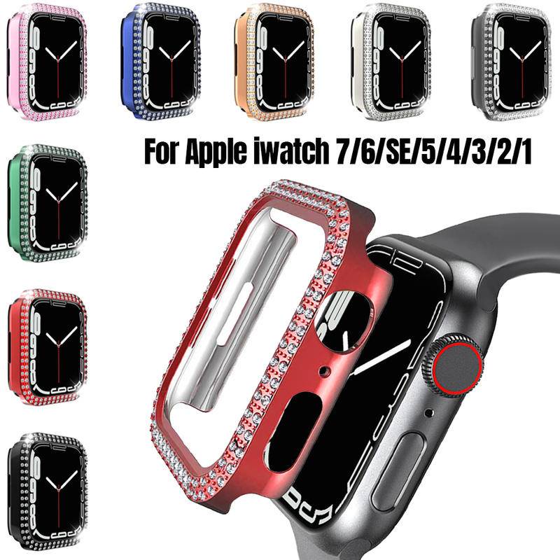 Case Pelindung Bumper Diamond Untuk Apple Watch Seri 7 6 SE 5 4 3 2 1 IWatch 41mm 45mm 40mm 44mm