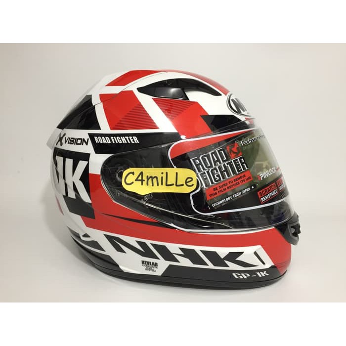 TERBARU DAN MURAH HELM NHK GP1000 ULTRA SE X VISION WHITE RED DOUBLE VISOR FULL FACE PLU ,
