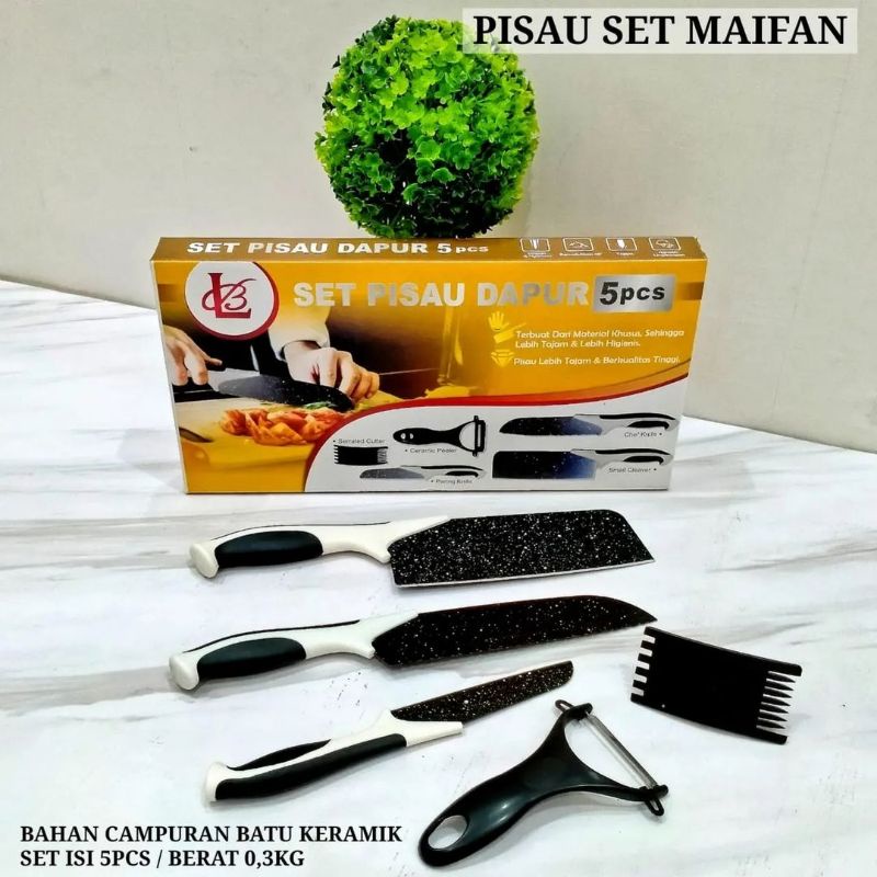 Pisau Hitam set 5in1 Pisau Dapur serbaguna J13
