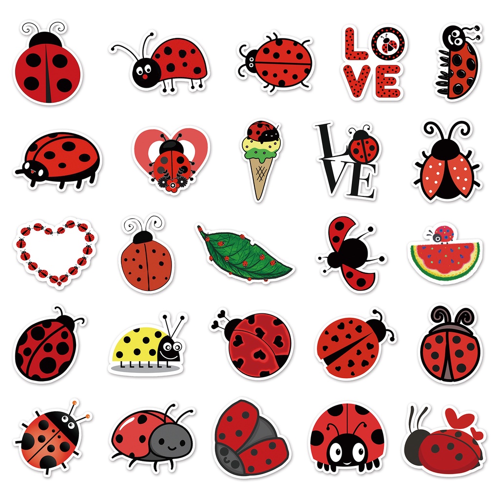 Zhang LADYBIRD lucu kartun ins gaya grafiti stiker bagasi skuter kotak alat tulis kreatif stiker