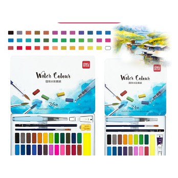 

Deli Solid Watercolor Set Cat Air Padat isi 24 warna 73876