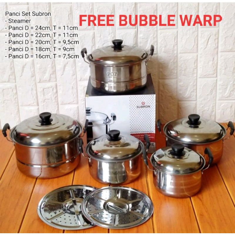 Panci set 12 pcs + steamer subron panci set steamer cookware set plus steamerFREE BUBBLE DAN FRAGILE