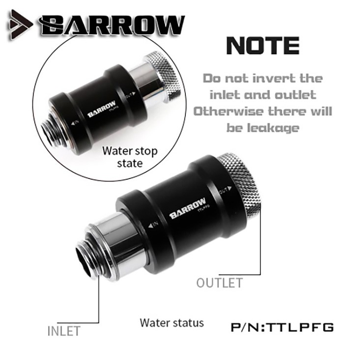 BARROW TTLPFG Flat Push Type Check Valve M-F Silver