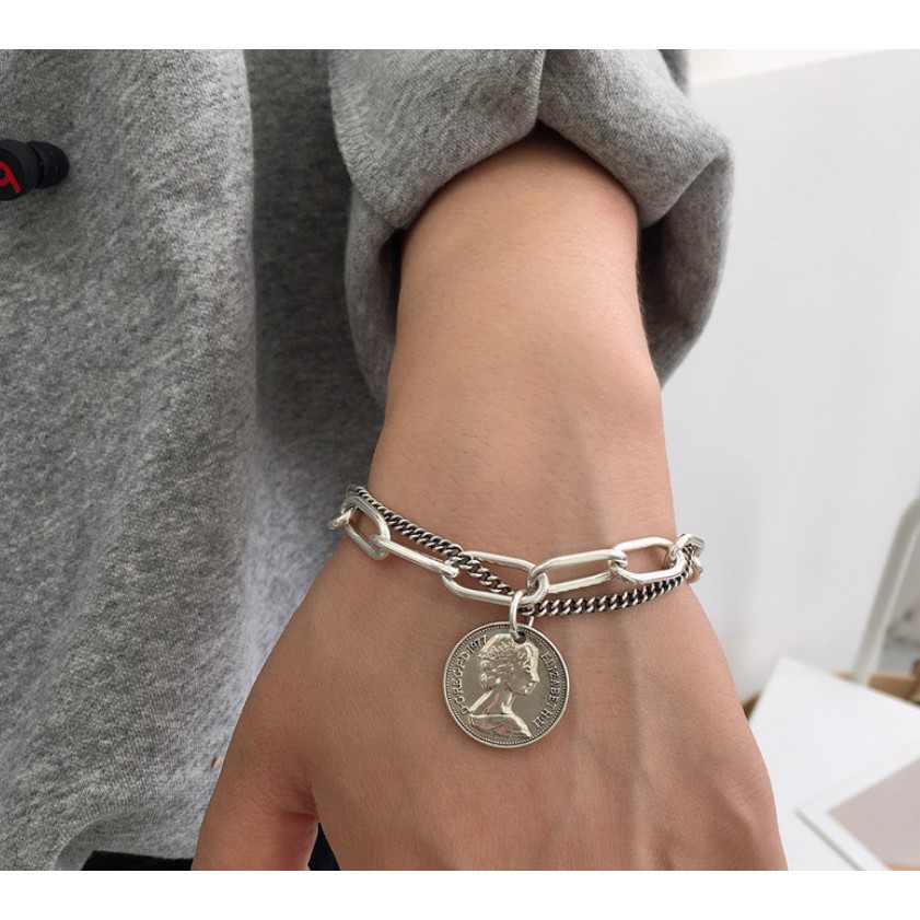 Gelang Rantai HipHop COIN Gaya Korea Punk Fashion Untuk Pria dan Wanita Unisex Bracelet