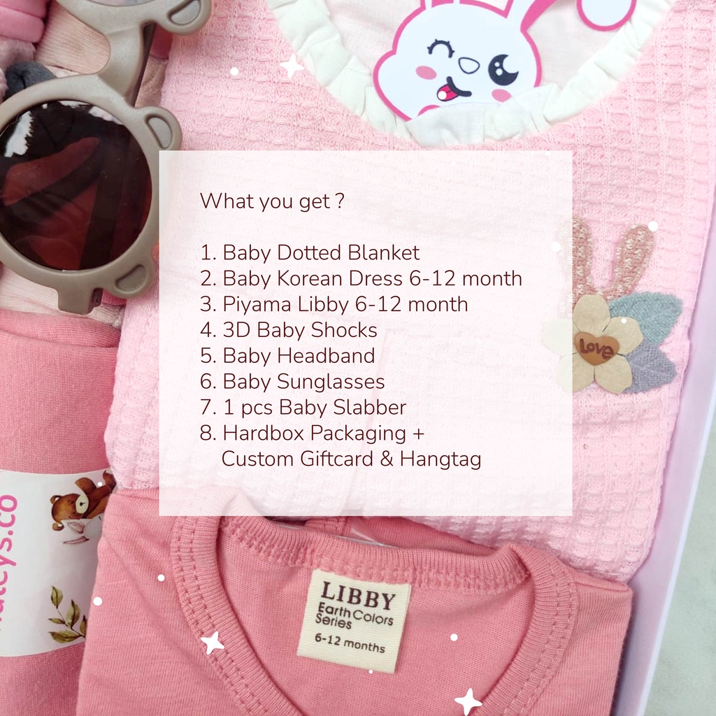 Custom Baby Nadlyne Kado bayi perempuan / Girl Baby Hampers 0-12 months/ Hampers bayi newborn tema korea / Kado bayi Laki Laki/ Babygirl Gift / Kado Lahiran / Giftbox baby / Haleys.co/ Kado bayi cewe