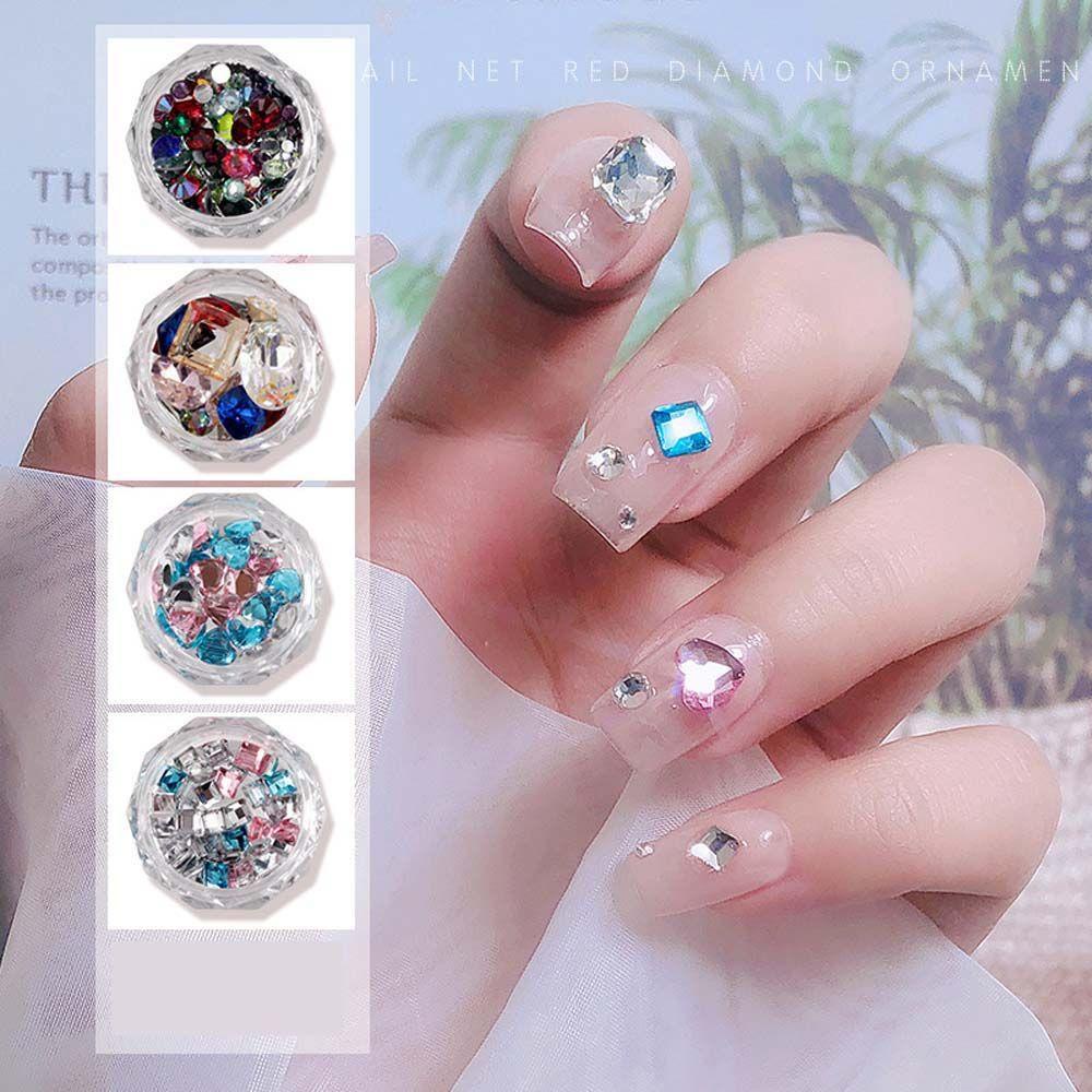 AUGUSTINA Augustina Dekorasi Nail Art DIY Super Flash Manicure Aksesoris Warna Campur Kristal Perhiasan Kuku Hiasan Kuku