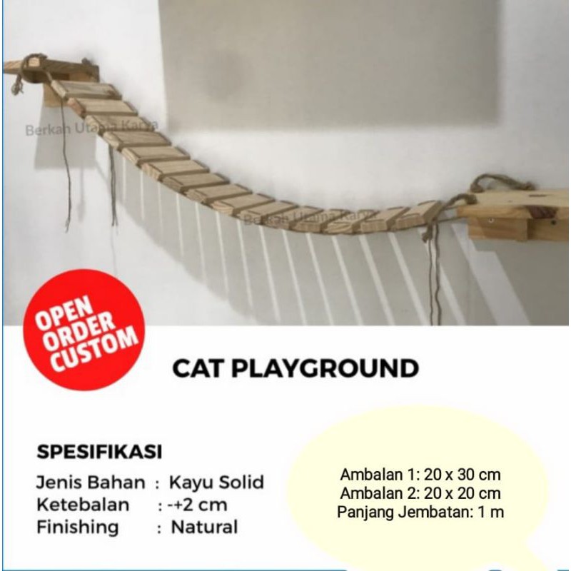 Cat playground mainan kucing jembatan dinding bahan kayu bisa custom