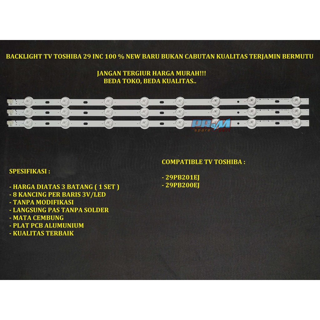 Backlight Led Tv TOSHIBA 29 INC 29PB201 EJ Lampu Tv TOSHIBA BL 29PB201EJ 29PB201EJ 29PB200EJ 29PB201