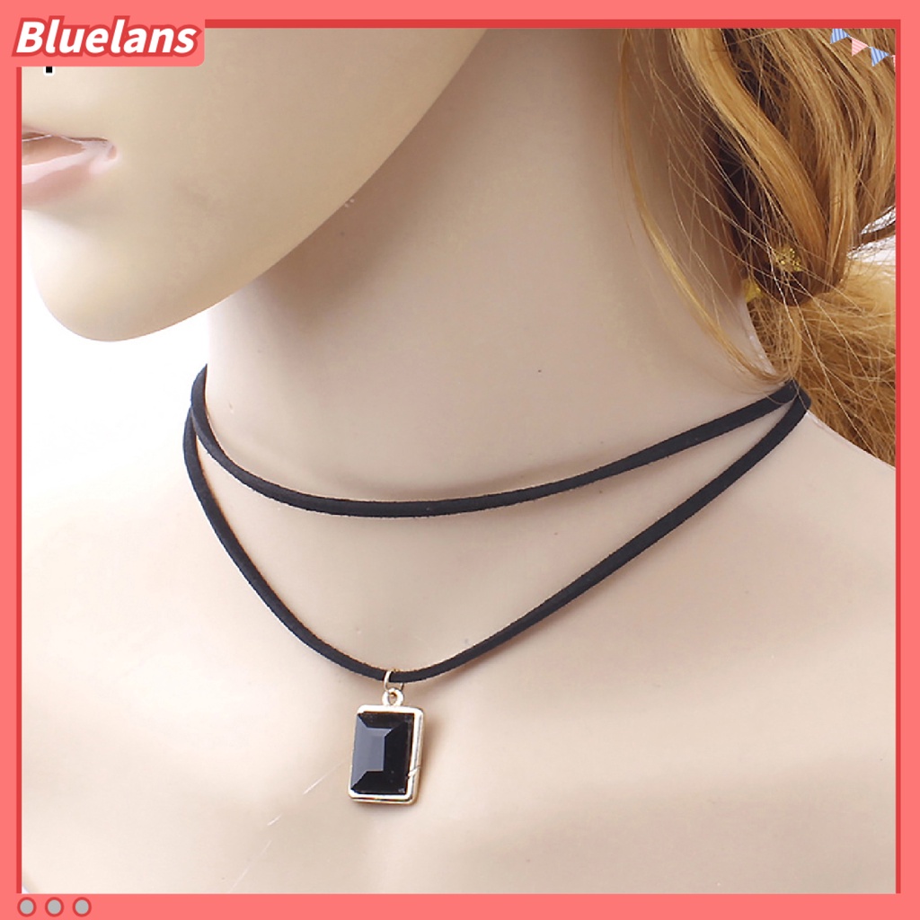 Bluelans Neckband Choker Double Layers Durable Velvet Black Velvet Short Chain