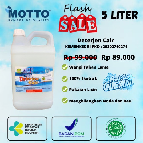 Sabun Cuci Baju Rinso / Detergent cair Motto 5 Liter PASTI EKONOMIS 