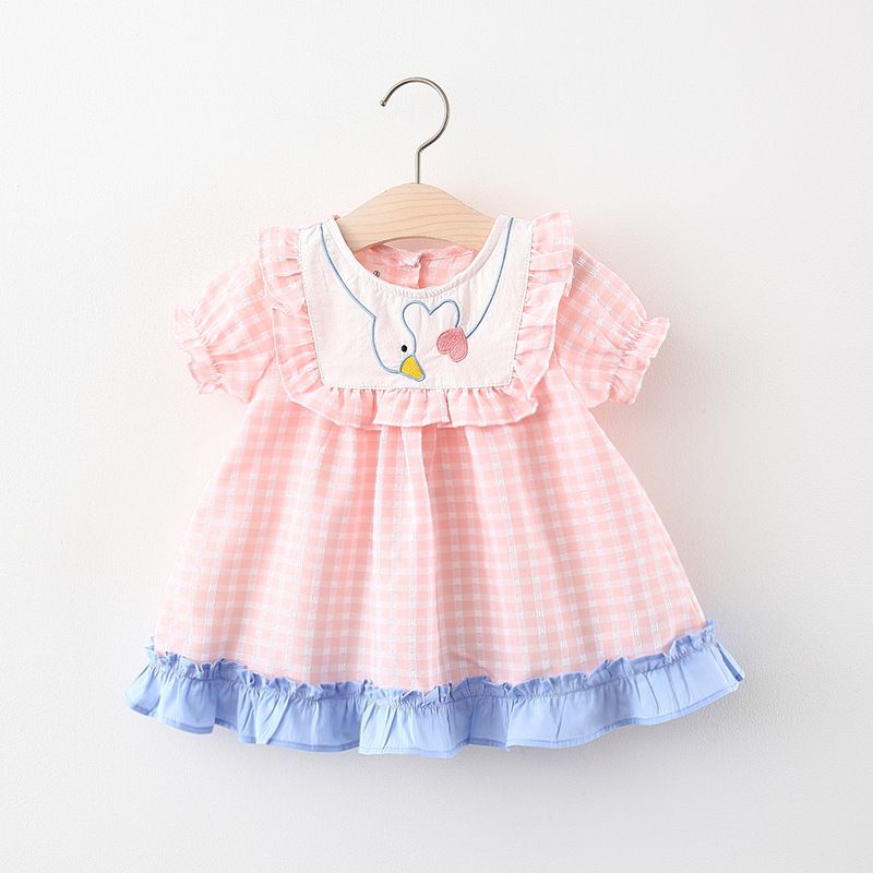 Dress bayi 0-3 tahun motif SWAN PINK BIRU KUNING / GAUN BAYI baju bayi perempuan KUALITAS IMPORT