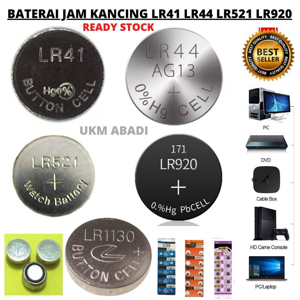 Baterai Jam Kancing Serbaguna LR41 LR44 LR521H LR920H LR1130 1 PCS 111107