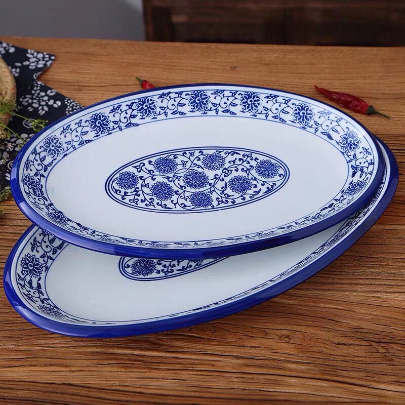 NV526 Piring Oval Antik / Piring Keramik / Piring Saji Oval / Piring Antik Ukuran Sedang & Besar