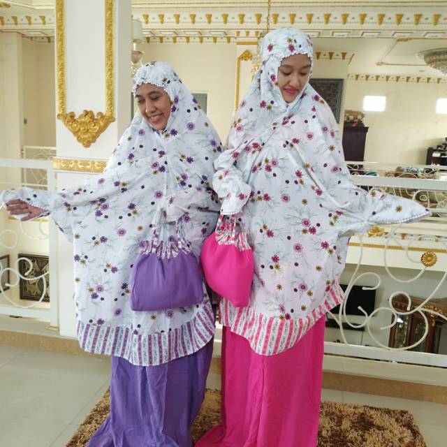 Mukena potongan berlengan rayon adem  free pounch