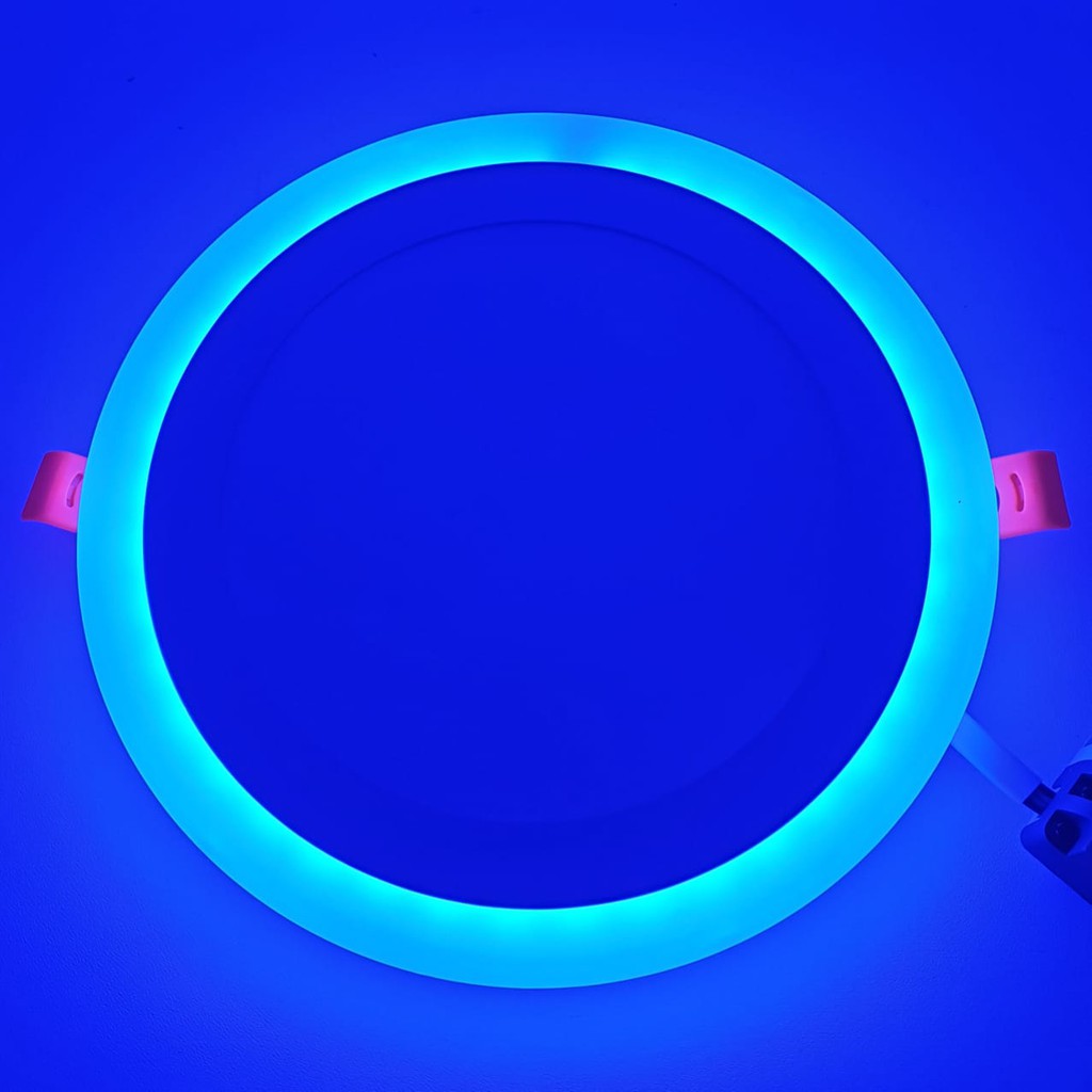 RC Lampu Led Panel BULAT INBOW 2 Warna 12w Tengah Putih + 4w Lis Biru SNI (DL 19cm / DD 15cm)