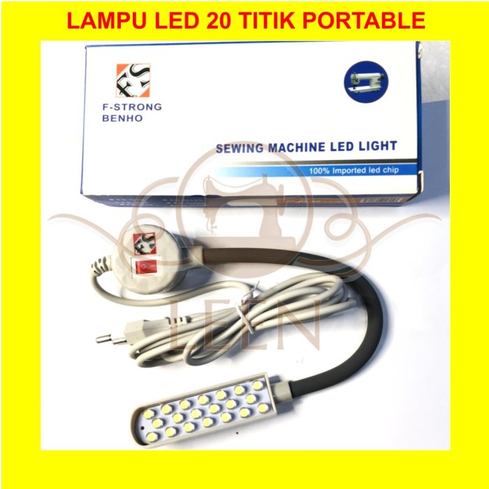 Lampu Portable LED Putih 20 titik (MAGNETIK) GRADE A Mesin Jahit LEEN - 20titik 2 baris