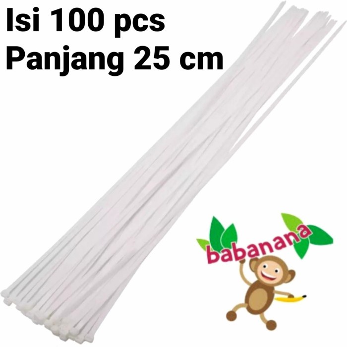 100pcs cable ties 25cm pengikat kabel perapih organizer putih