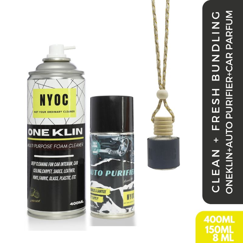 NYOC Clean and Fresh Bundling-OneKlin+AutoPurifier+Parfum Mobil Gantung