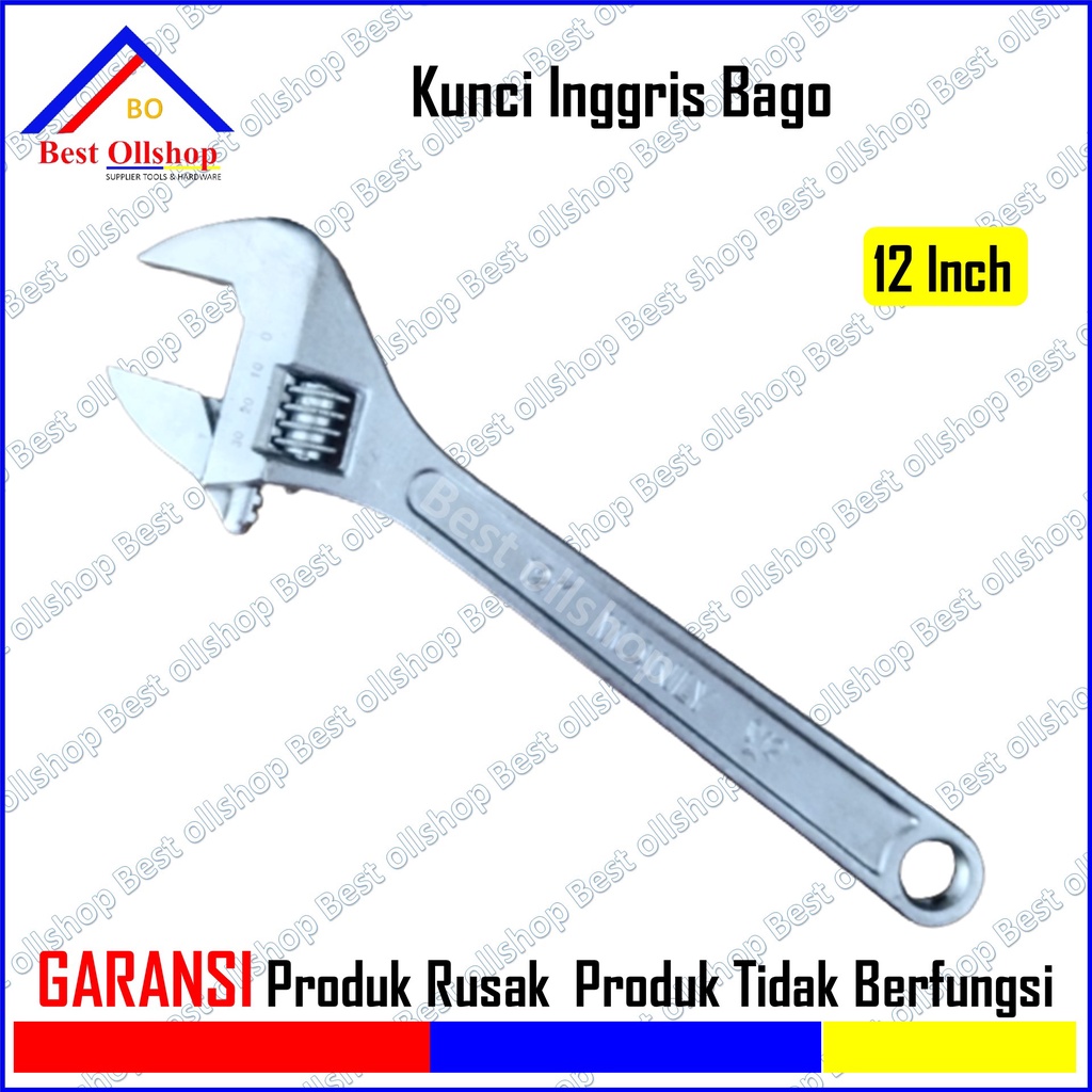 Kunci Bago 12 inch / Kunci Konci inggris Ingris Bako Bagong 12 inch Besar Hex Adjustable Wrench 300 MM RRT