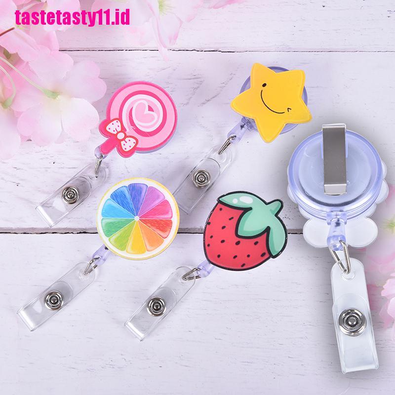 (TTID) Klip Holder Kartu ID / Nama Retractable Motif Kartun Untuk Kantor / Perawat