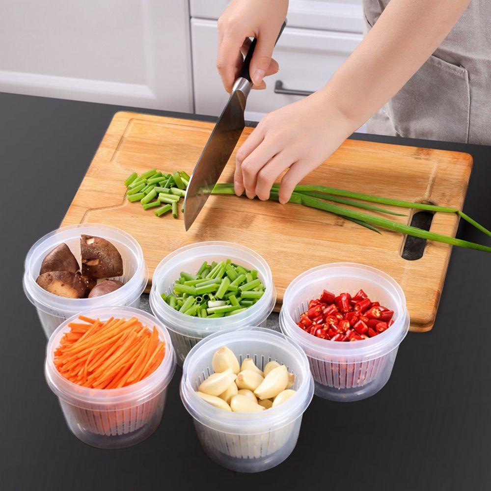 Rebuy Drain Sealed Box Refrigerator Keep Fresh Kotak Penyimpanan Kulkas Plastik Bulat
