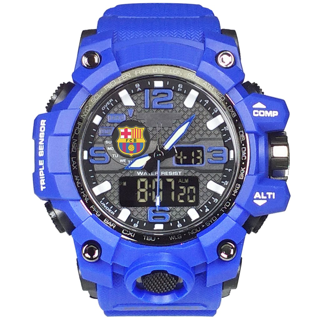 (Istimewa Bossque) Jam BARCELONA Double Time Full Biru (Exclusive)