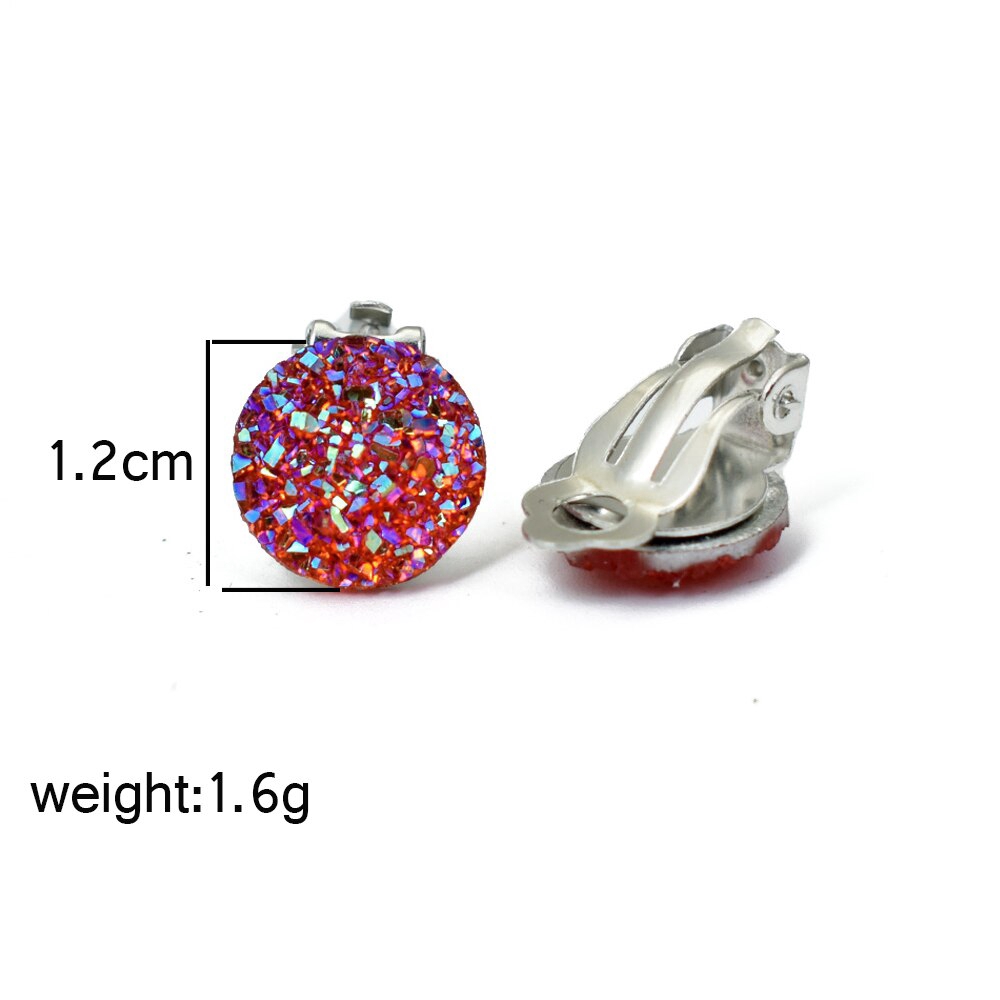 2pcs / Set Anting Klip Tanpa Tindik Bentuk Bulat Bahan Resin Adjustable Untuk Wanita