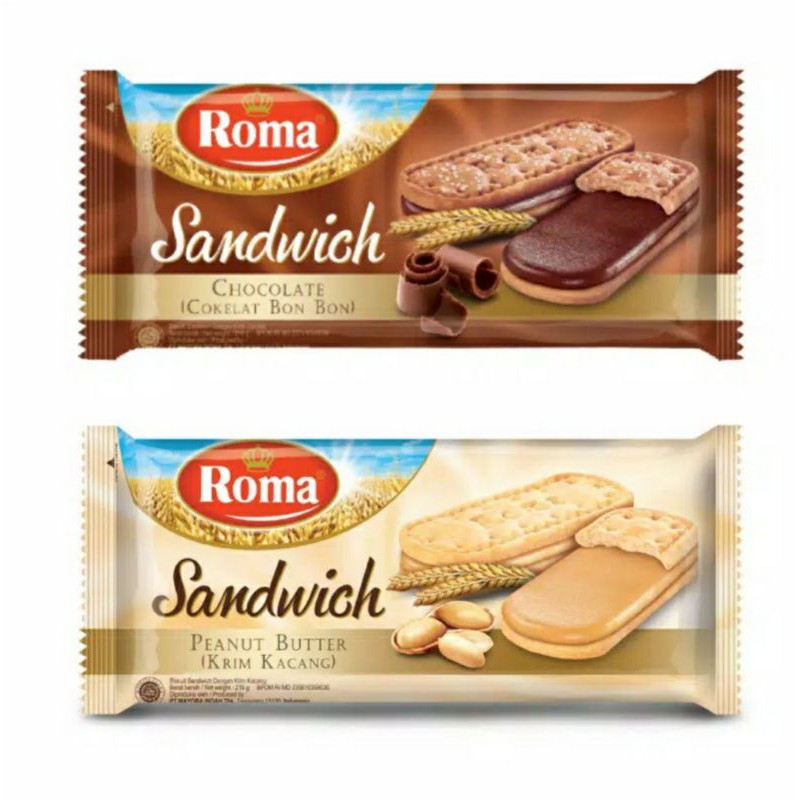 

Roma Sandwich Chocolate 189g - Peanut Butter 216g