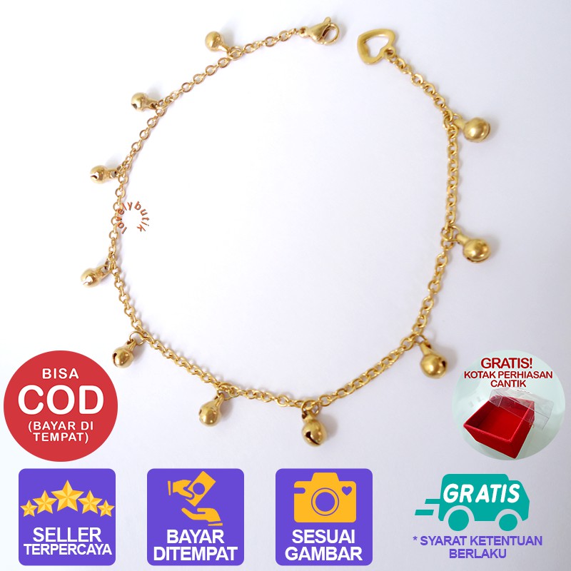 Lovelybutik Gelang Tangan Titanium Anti Karat Balls krincingan Gelang Tangan Titanium Ukuran 18 cm