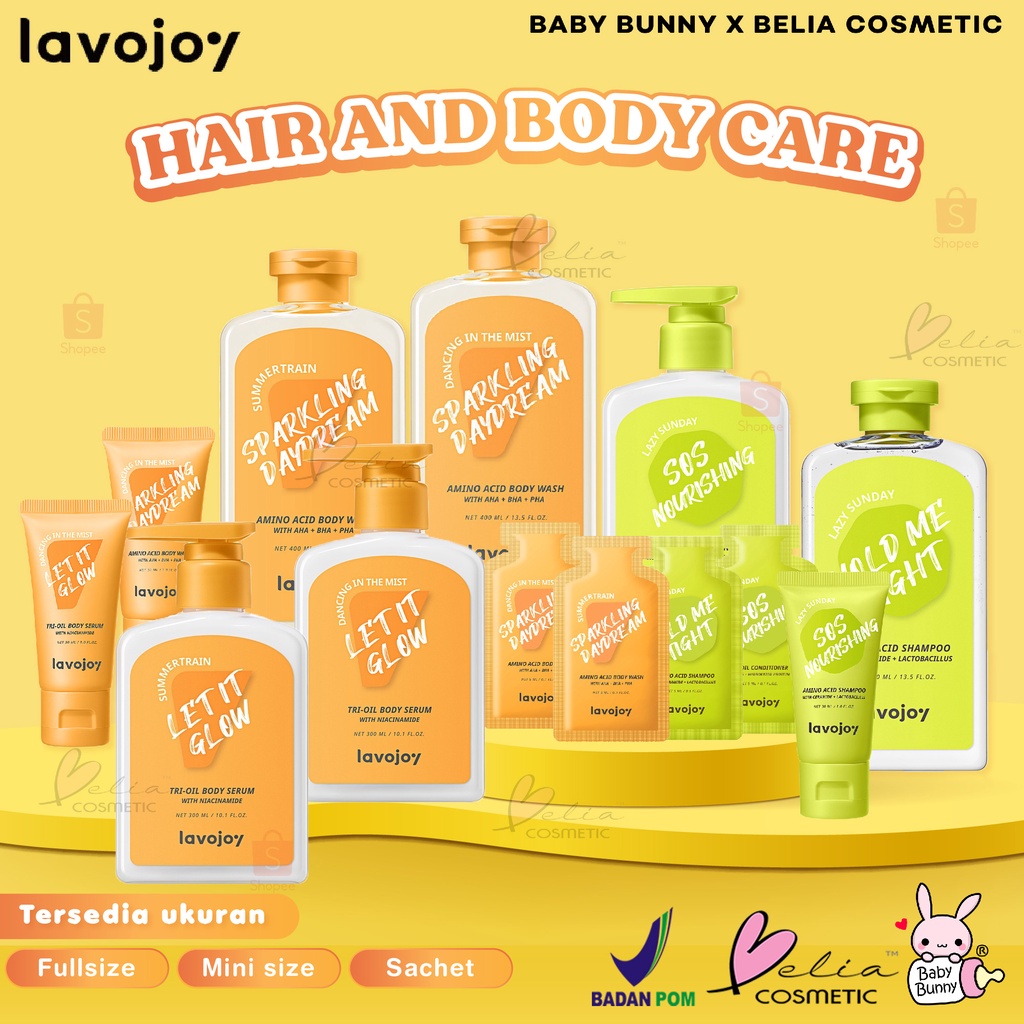 ❤ BELIA ❤ LVJ Lavojoy Body Wash WIth AHA + BHA + PHA | Let It Glow Body Serum With Niacinamide |Hold Me Tight | SOS Nourishing Conditioner | Lazy Sunday | Hair Care | Sabun Jerawat | 30ml 300ml 400ml BPOM