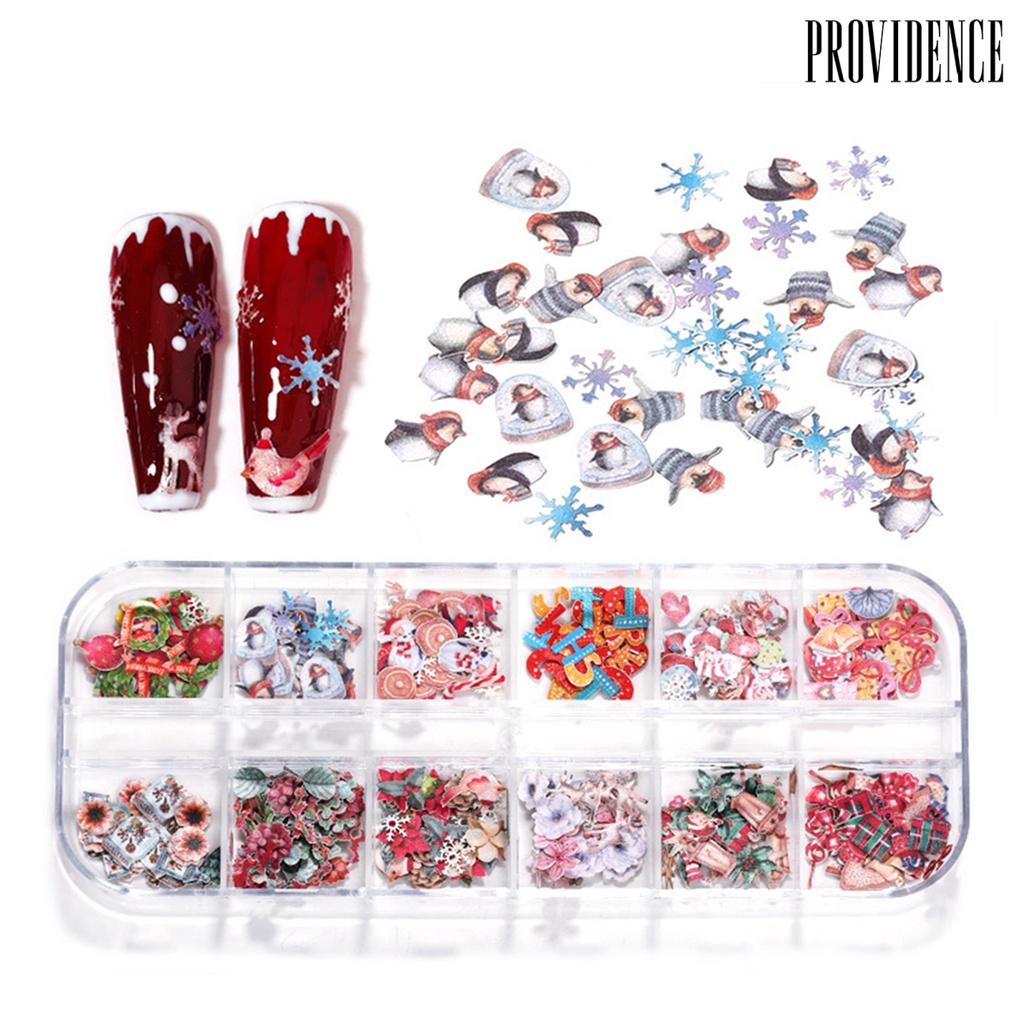 Providence 1 Box 12 Colors Christmas Manicure Art 3D Butterfly Glitter Foil Nail Sticker