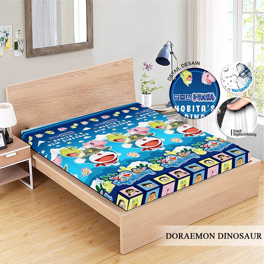 MONALISA Sprei Waterproof 180x200 - anti ompol air water proof Paus Rainbow  Rainbow Dinosaurus Rocket Galaxy180 SP-D*raemon Dinosaur WP