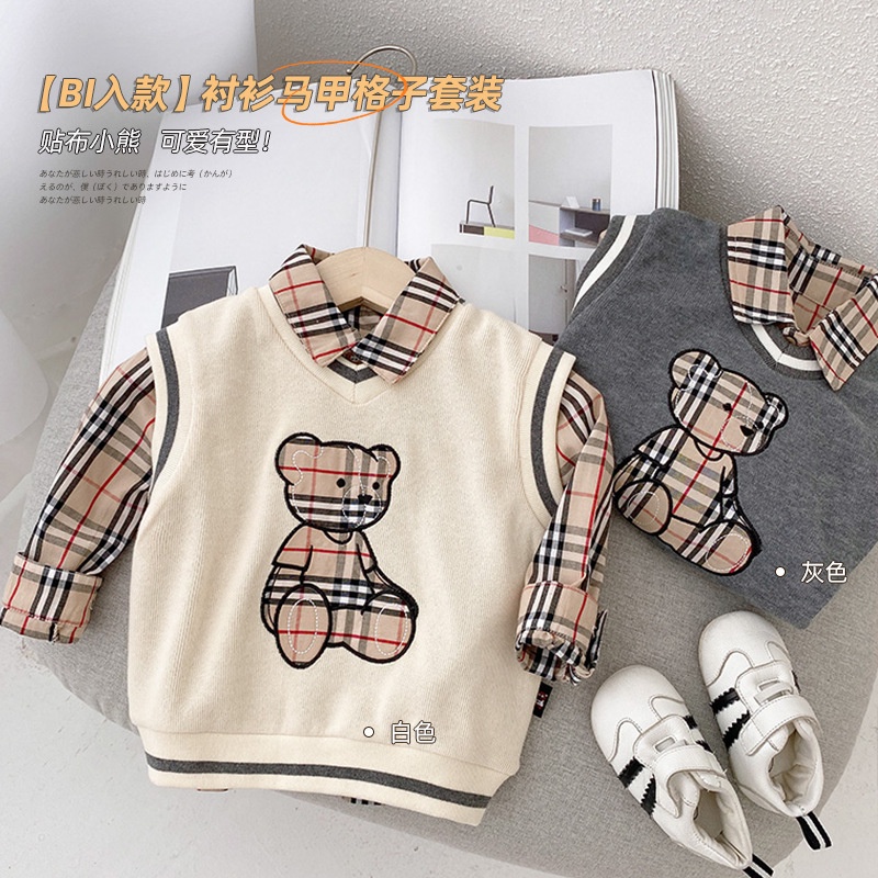 LittleAaron SET LEE GOON EBV Setelan 3in1 Kemeja Bayi anak Laki-laki import Lengan panjang Berkualitas