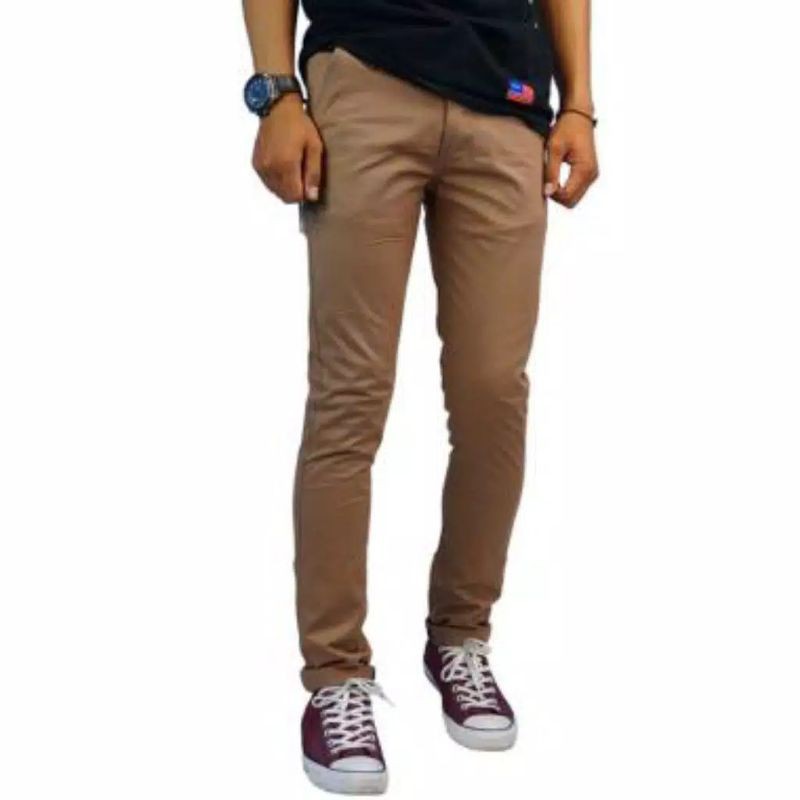 Celana Chino | CelanaPanjang Skinny Chino Pria Formal Casual Slimfit Stylish Cream coffe  Grey Hitam