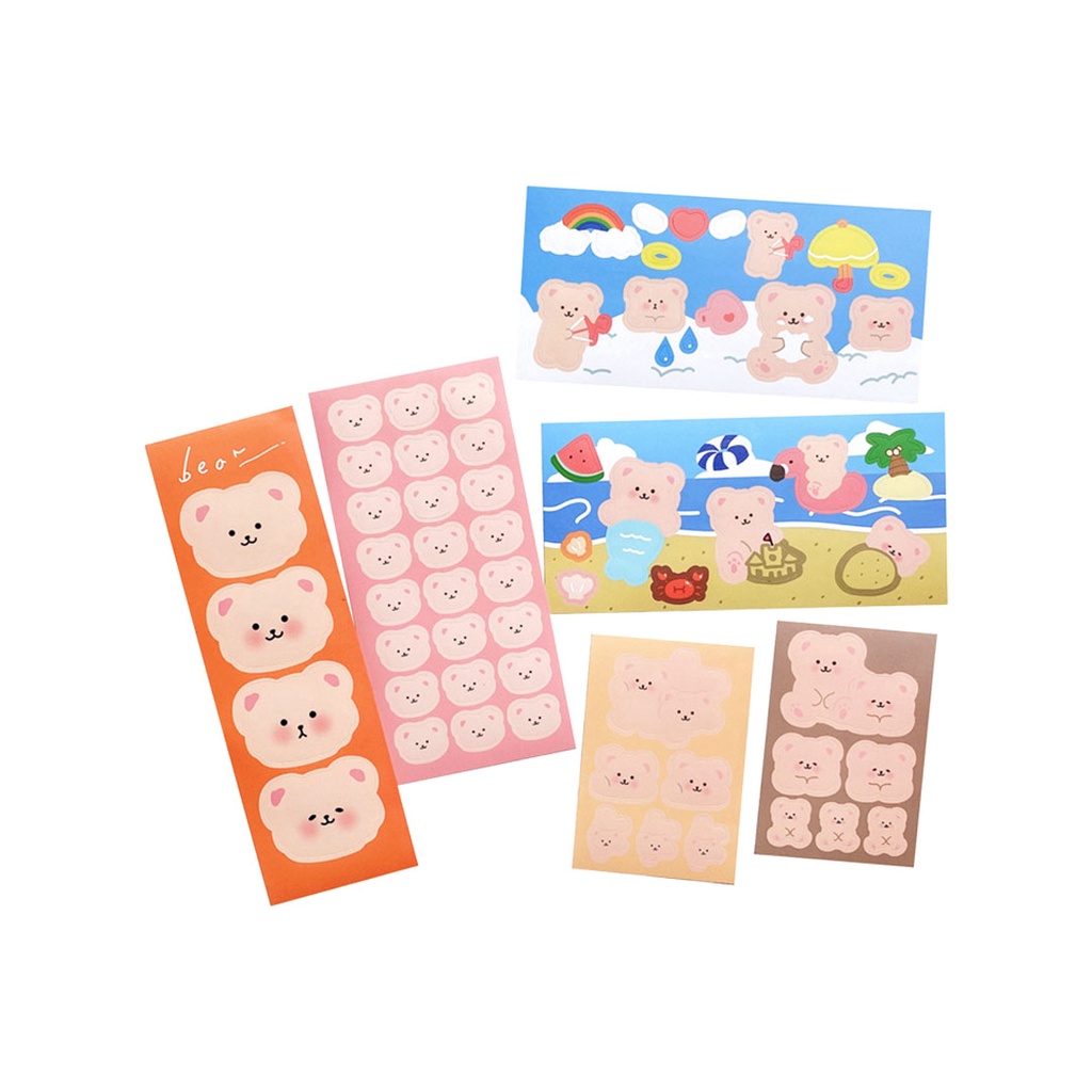 

Stiker Diary Aesthetic Beruang Lucu – Panmomo Sweet Teddy Bear Deco Stickers