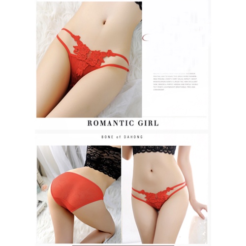 Celana Dalam Wanita Tipis  Bunga Bordir Sexy G Stirng Low Waist Celana 3C063