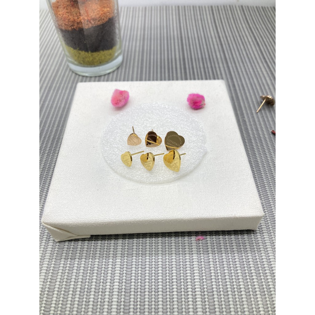 noin_acc Anting Titanium Tusuk Anti Karat Model Love anting korean Style  AT-013