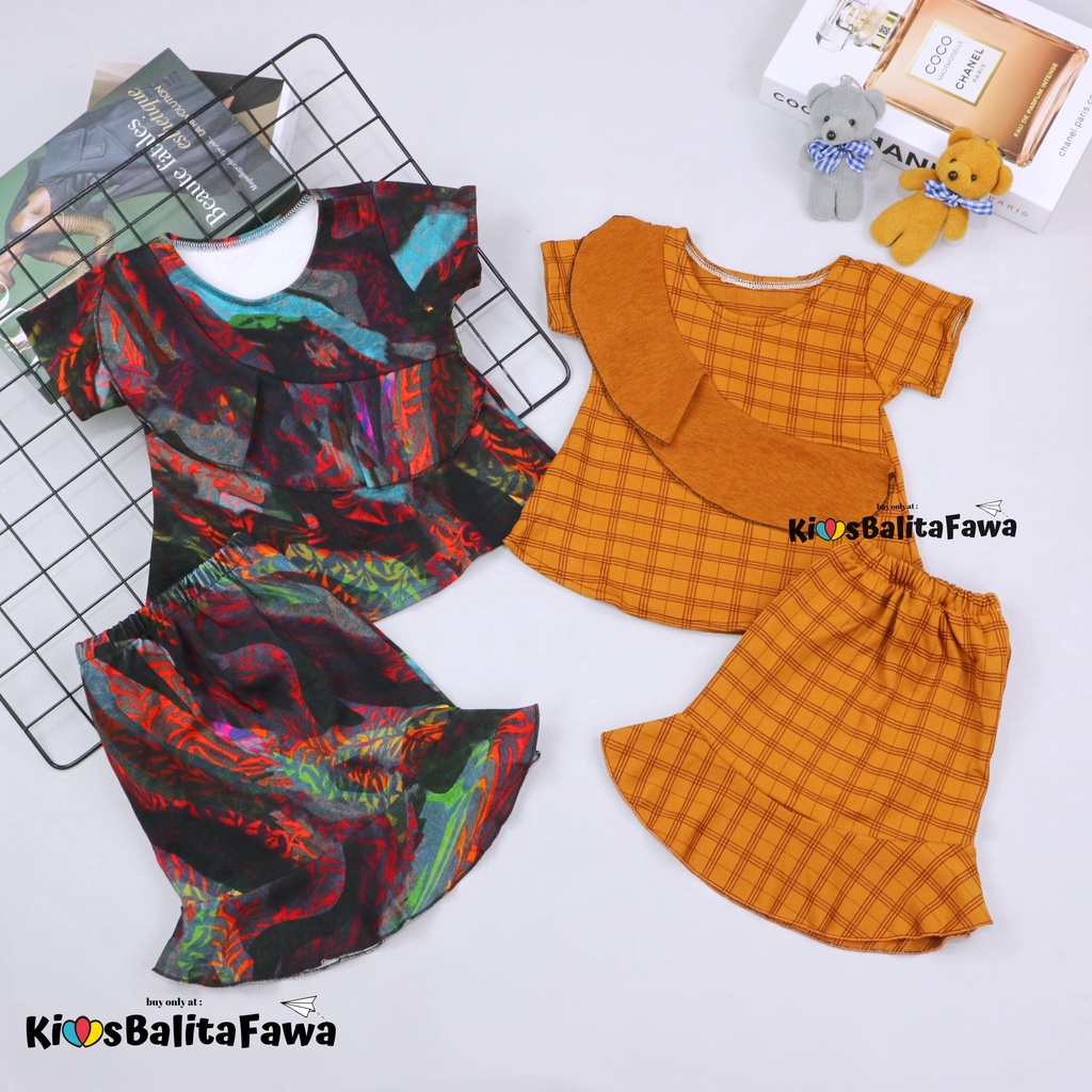 (MOTIF) Setelan Lolly Anak uk 1-2 Tahun / Atasan Bawahan Rok Kulot Perempuan Baju Harian Pakaian Cewek Murah