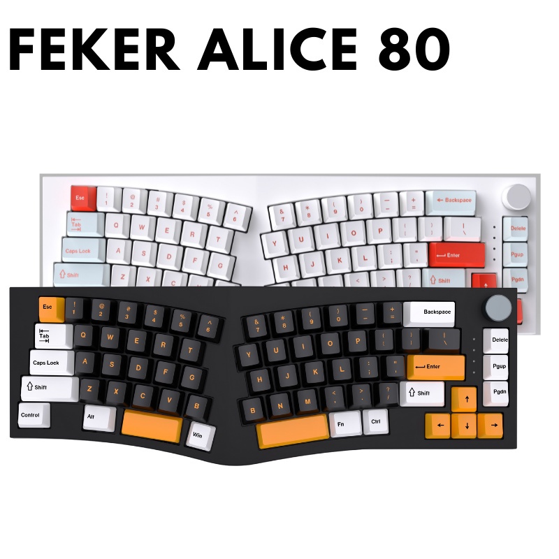 Feker Alice80 Ergonomics Wireless 3mode Hot Swap Keyboard Mekanik RGB South Face Light Knob Switch Keycap Kit