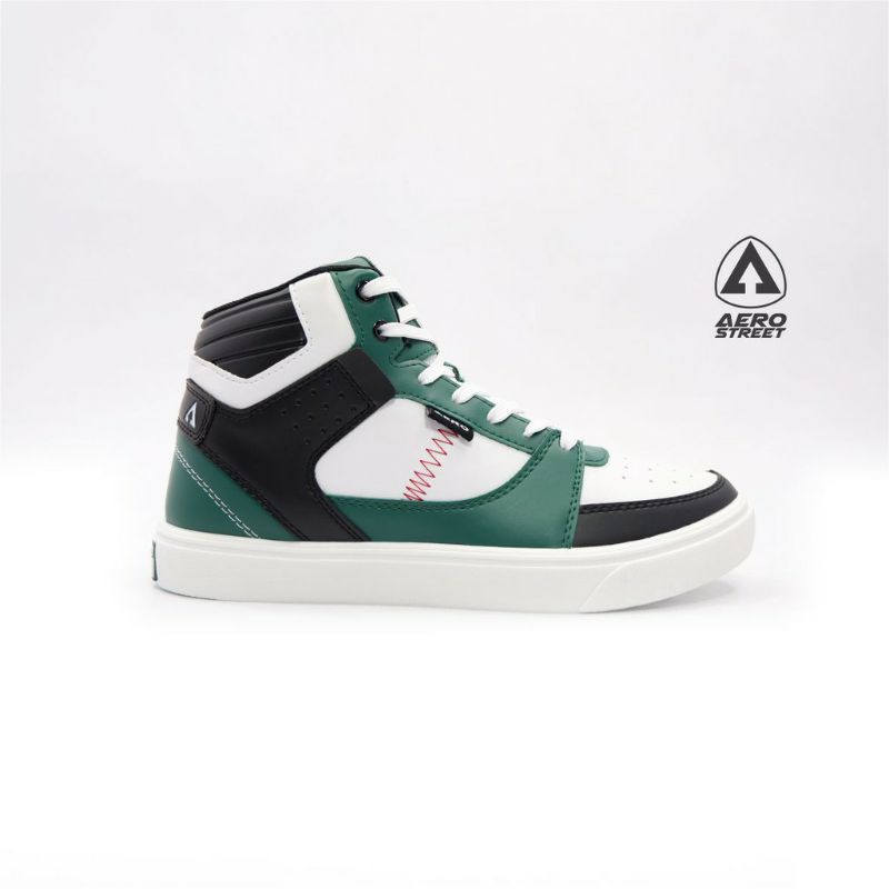 Aerostreet 36-45 Hoops Putih Hijau Hitam - Sepatu Sneakers