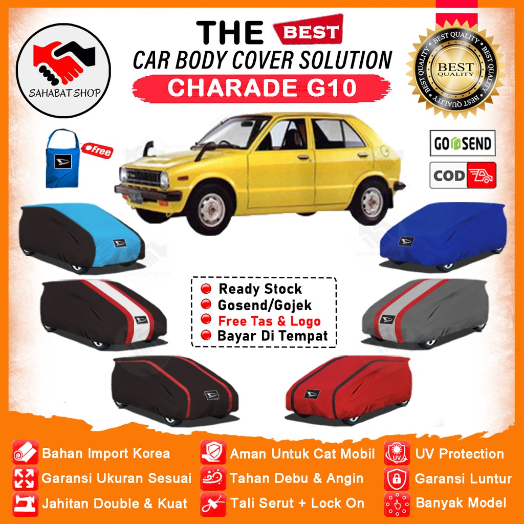 Sahabat Body Cover Mobil Charade / Sarung Penutup Daihatsu Charade G10 Outdoor / Tutup Mantel Selimut Kerudung Jas Mantol Pelindung Pembungkus Kelambu Terpal Kerodong Bungkus Tutupan Mobil Sedan Charade G10 G20 Waterproof Anti Air Model Orange