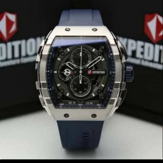 Jam tangan expedition e6782 silver blue pria original